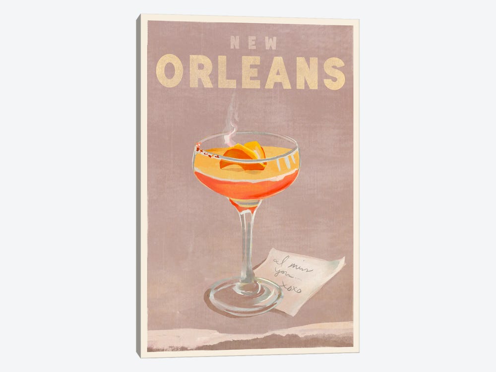 New Orleans Cocktail Travel Poster by The Whiskey Ginger 1-piece Canvas Art Print