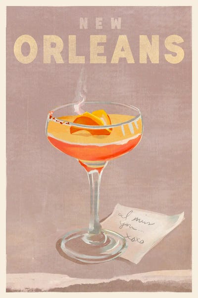 Louisiana: New Orleans Cocktail Travel Poster by The Whiskey Ginger