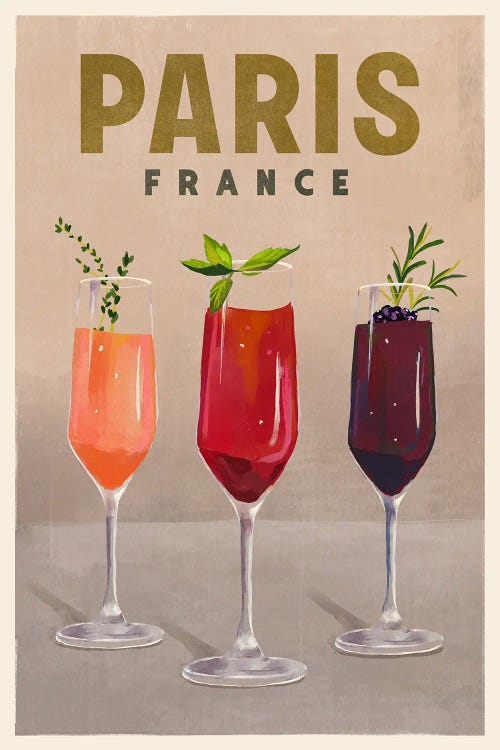 Paris Cocktail Travel Poster