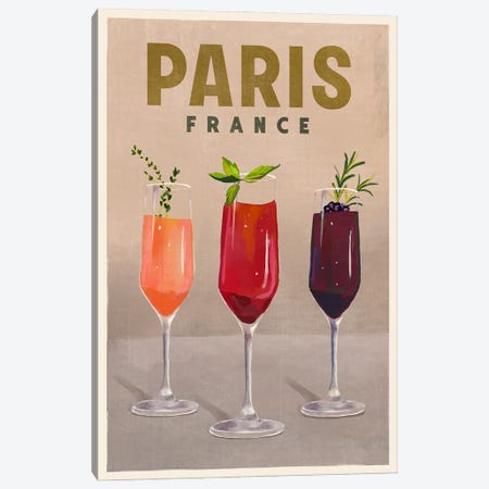 Paris Cocktail Travel Poster Canvas Print #TWG139} by The Whiskey Ginger Canvas Art Print