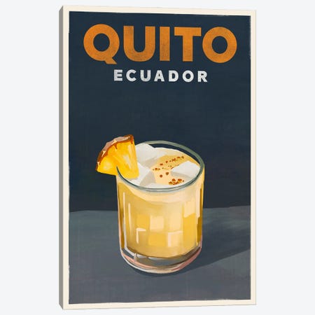 Quito Cocktail Travel Poster Canvas Print #TWG140} by The Whiskey Ginger Canvas Artwork