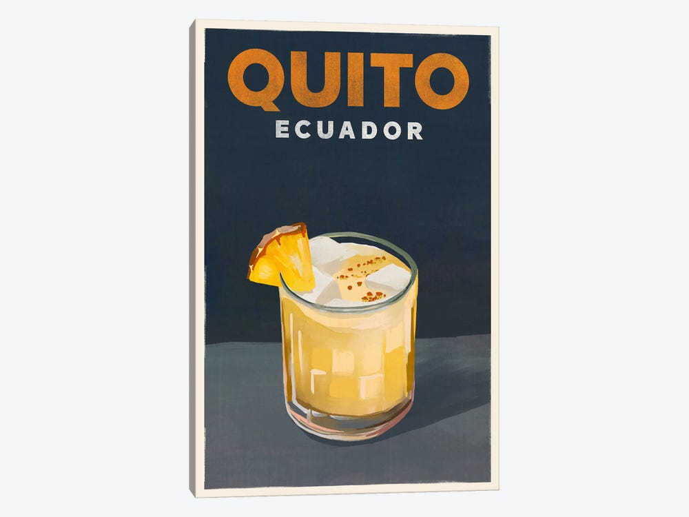 Quito Cocktail Travel Poster by The Whiskey Ginger 1-piece Canvas Art