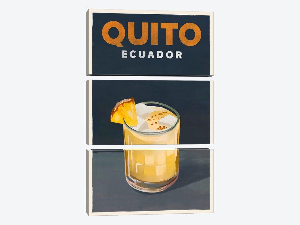 Quito Cocktail Travel Poster by The Whiskey Ginger 3-piece Canvas Artwork