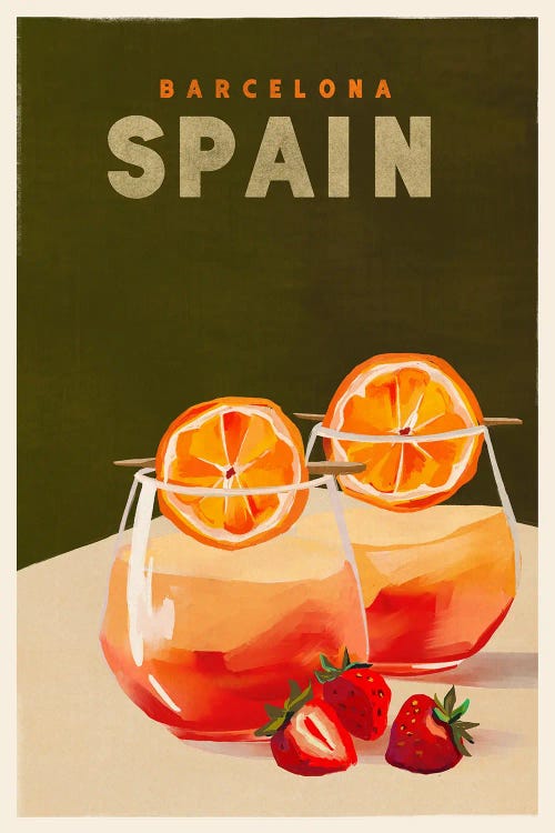 Spain Cocktail Travel Poster