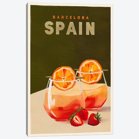 Spain Cocktail Travel Poster Canvas Print #TWG141} by The Whiskey Ginger Canvas Art