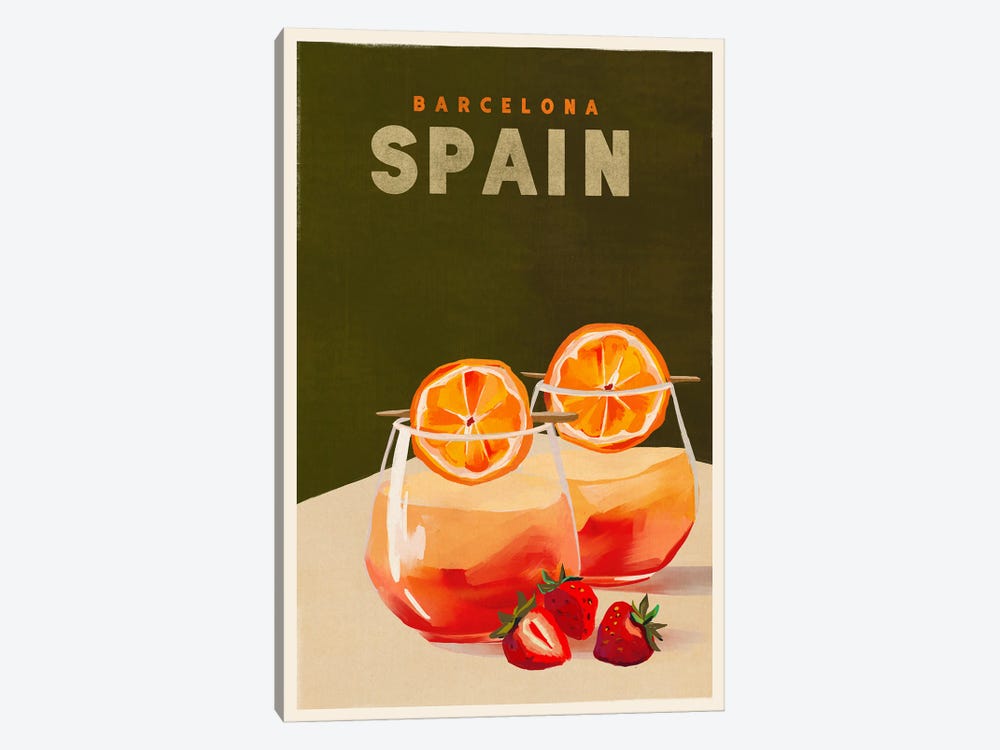 Spain Cocktail Travel Poster by The Whiskey Ginger 1-piece Canvas Art Print
