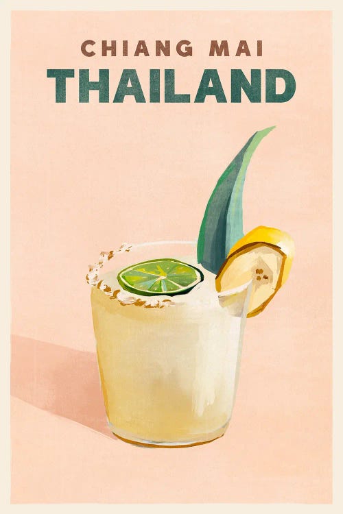 Thailand Cocktail Travel Poster