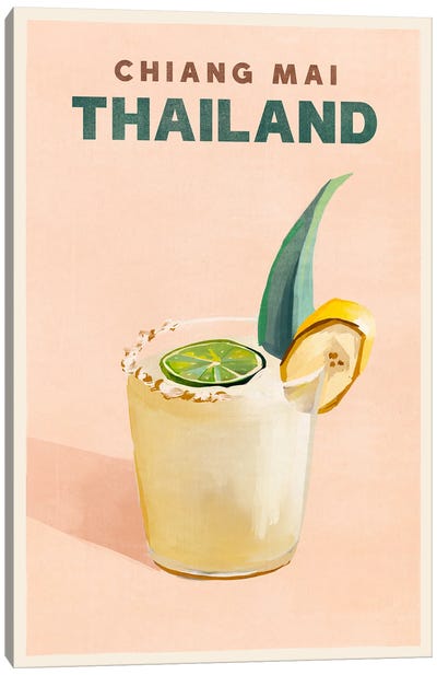 Thailand Cocktail Travel Poster Canvas Art Print - The Whiskey Ginger