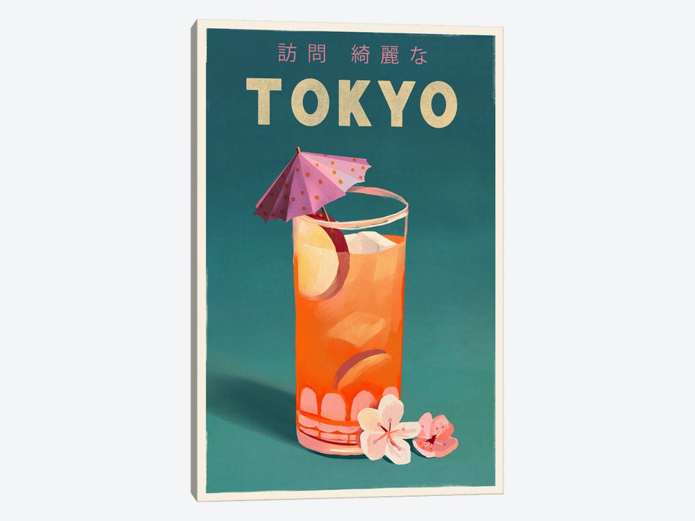 Tokyo Cocktail Travel Poster by The Whiskey Ginger 1-piece Canvas Print