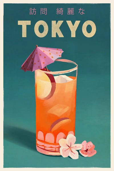 Cocktails & Mixed Drinks: Tokyo Cocktail Travel Poster by The Whiskey Ginger