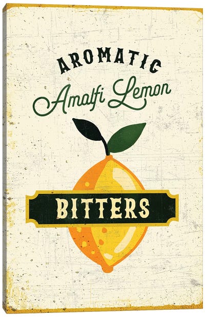 Botanical Gin Lemon Bitters Canvas Art Print - Vintage Kitchen Posters