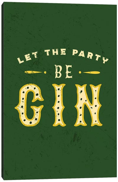 Botanical Gin Party Begin Distressed Canvas Art Print - Vintage Kitchen Posters