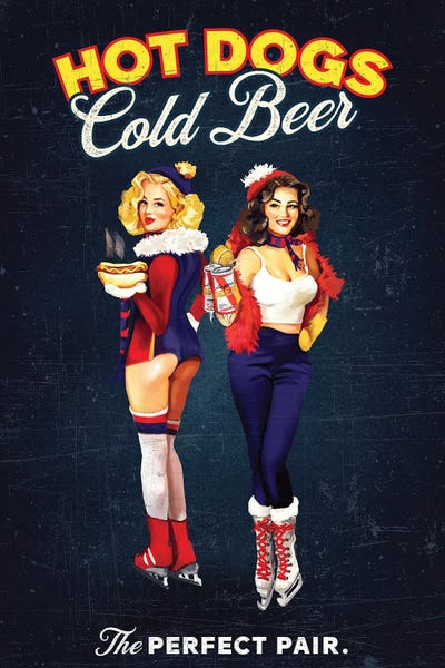 Hot Dogs A Beer Pinup Skaters