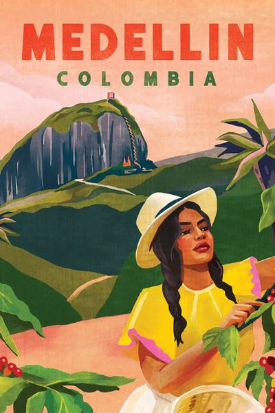 The Whiskey Ginger: Medellin Colombia Travel Poster by The Whiskey Ginger