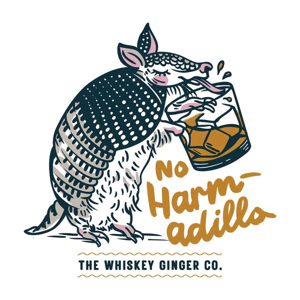No Harmadillo Funny Armadillo Drinking Whiskey