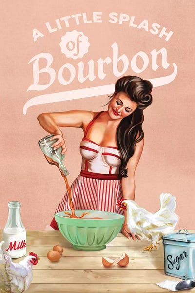 Vintage Kitchen Posters: Bourbon Chickens Pinup by The Whiskey Ginger