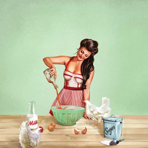 Vintage Kitchen Posters: Bourbon Chickens Pinup Tray by The Whiskey Ginger