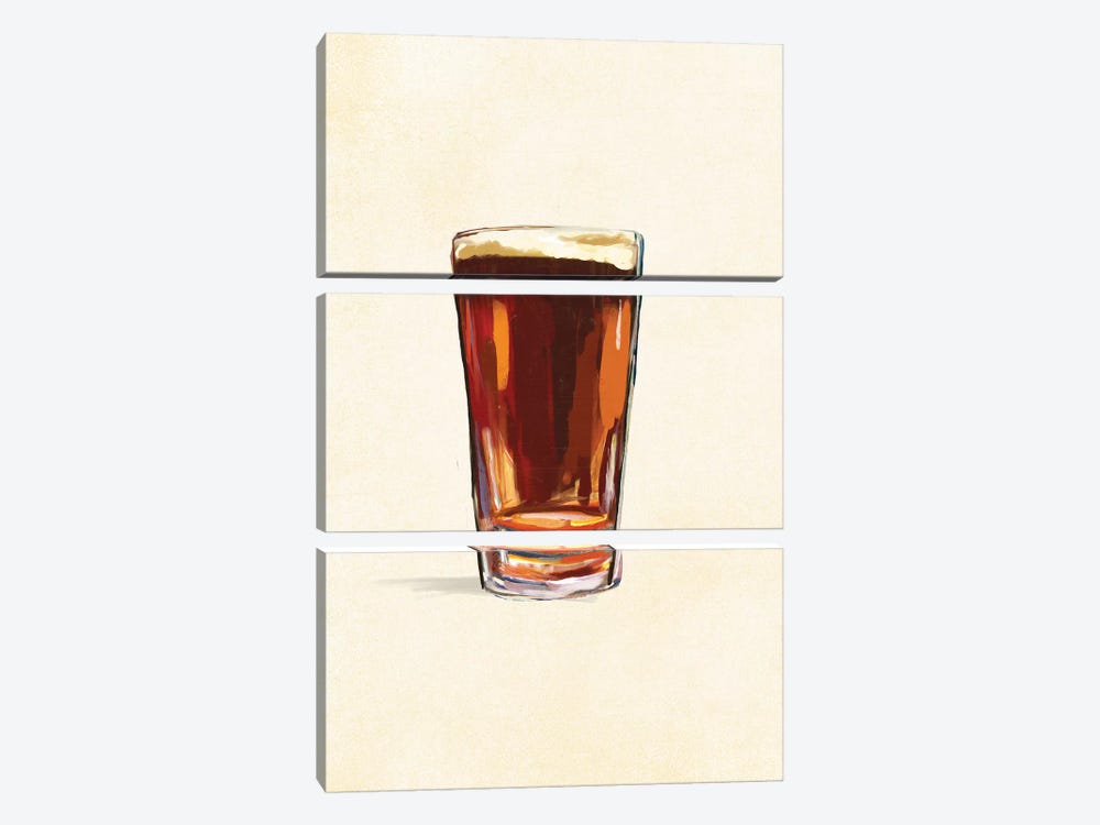 Craft Beer Amber Solo by The Whiskey Ginger 3-piece Canvas Print