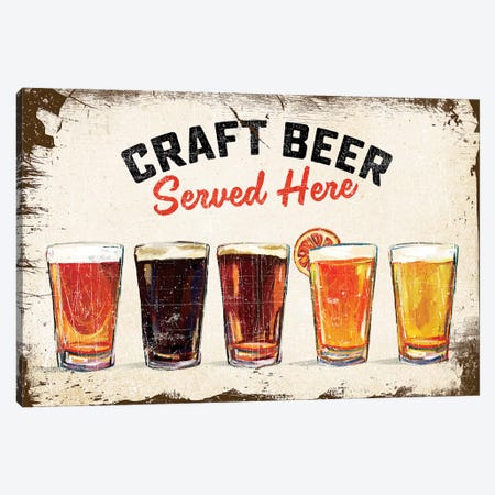 Craft Beer Lineup Vintage Sign Canvas Print #TWG26} by The Whiskey Ginger Art Print
