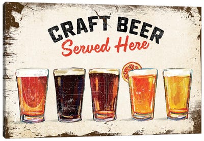 Craft Beer Lineup Vintage Sign Canvas Art Print