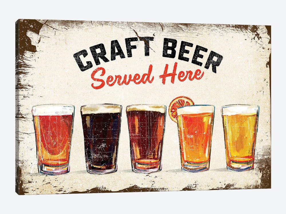 Craft Beer Lineup Vintage Sign by The Whiskey Ginger 1-piece Art Print