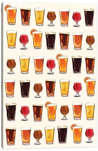 Craft Beer Pattern Canvas Art Print - Beer Art