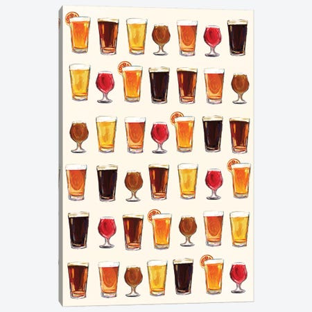 Craft Beer Pattern Canvas Print #TWG28} by The Whiskey Ginger Canvas Art