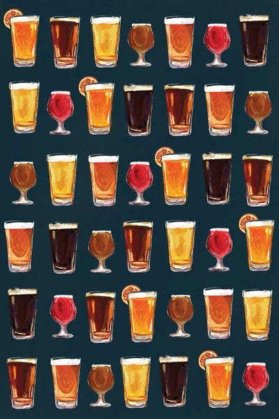 Craft Beer Pattern Dark by The Whiskey Ginger metal wall art