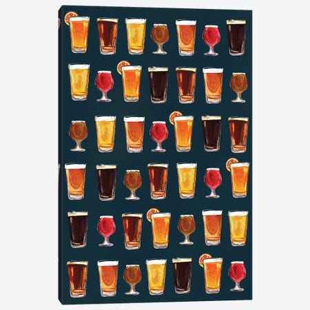 Craft Beer Pattern Dark Canvas Print #TWG29} by The Whiskey Ginger Canvas Art