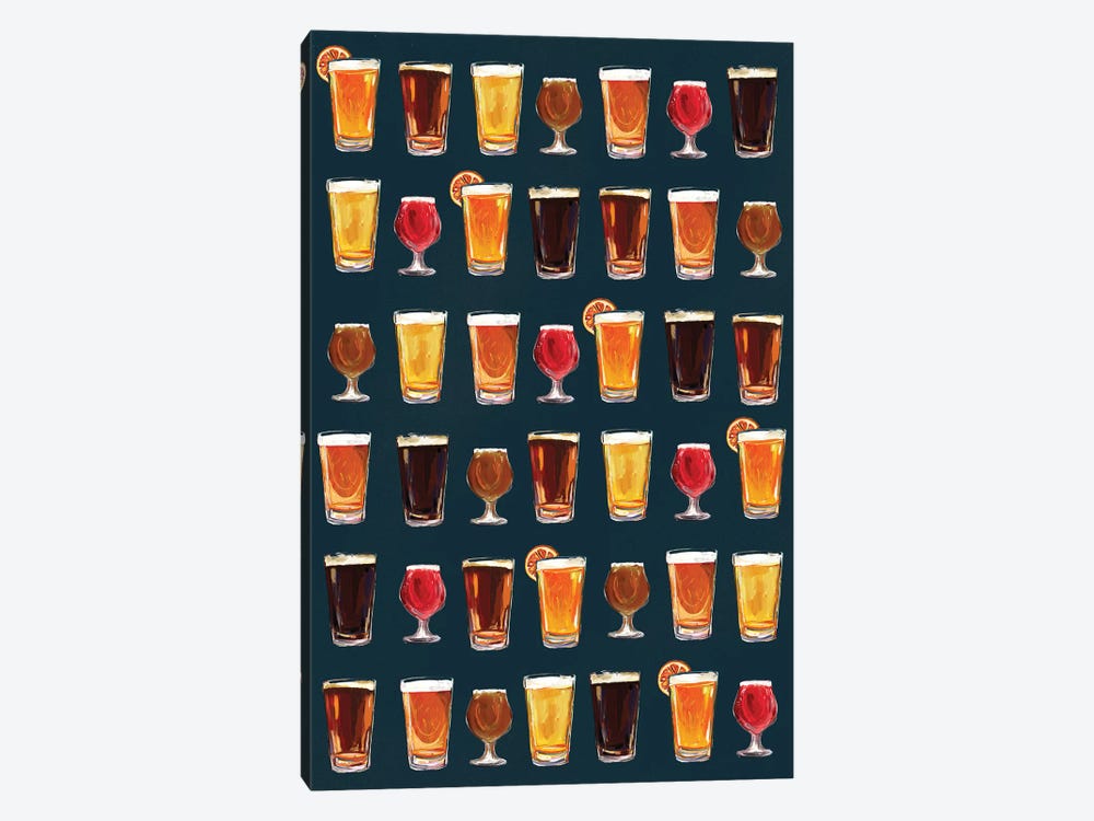 Craft Beer Pattern Dark by The Whiskey Ginger 1-piece Canvas Art