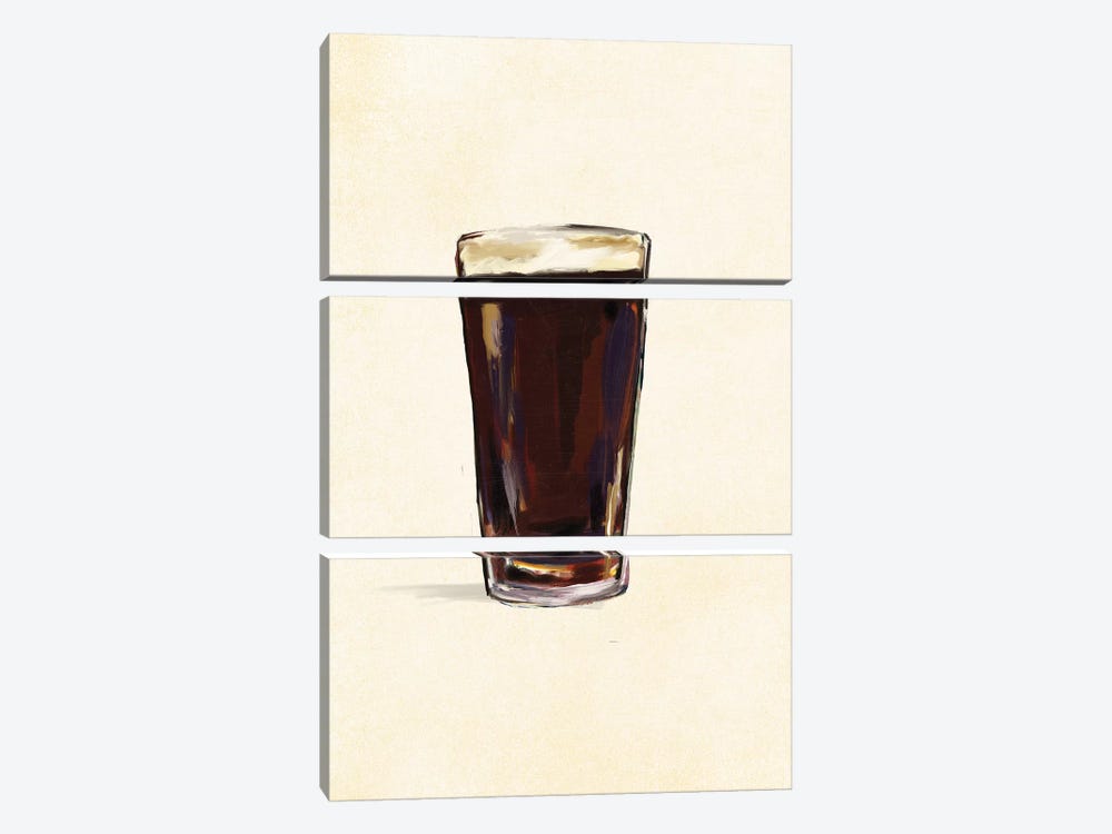 Craft Beer Stout Solo by The Whiskey Ginger 3-piece Canvas Print