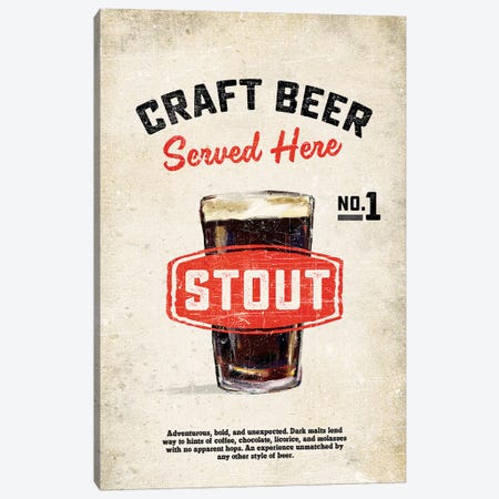 Craft Beer Stout Vintage Sign Canvas Print #TWG32} by The Whiskey Ginger Canvas Print