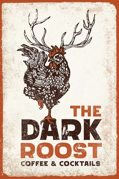 Vintage Kitchen Posters: Dark Rooster Burnt Orange by The Whiskey Ginger