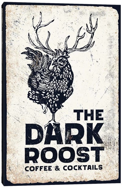 Dark Rooster Midnight Canvas Art Print - Vintage Kitchen Posters