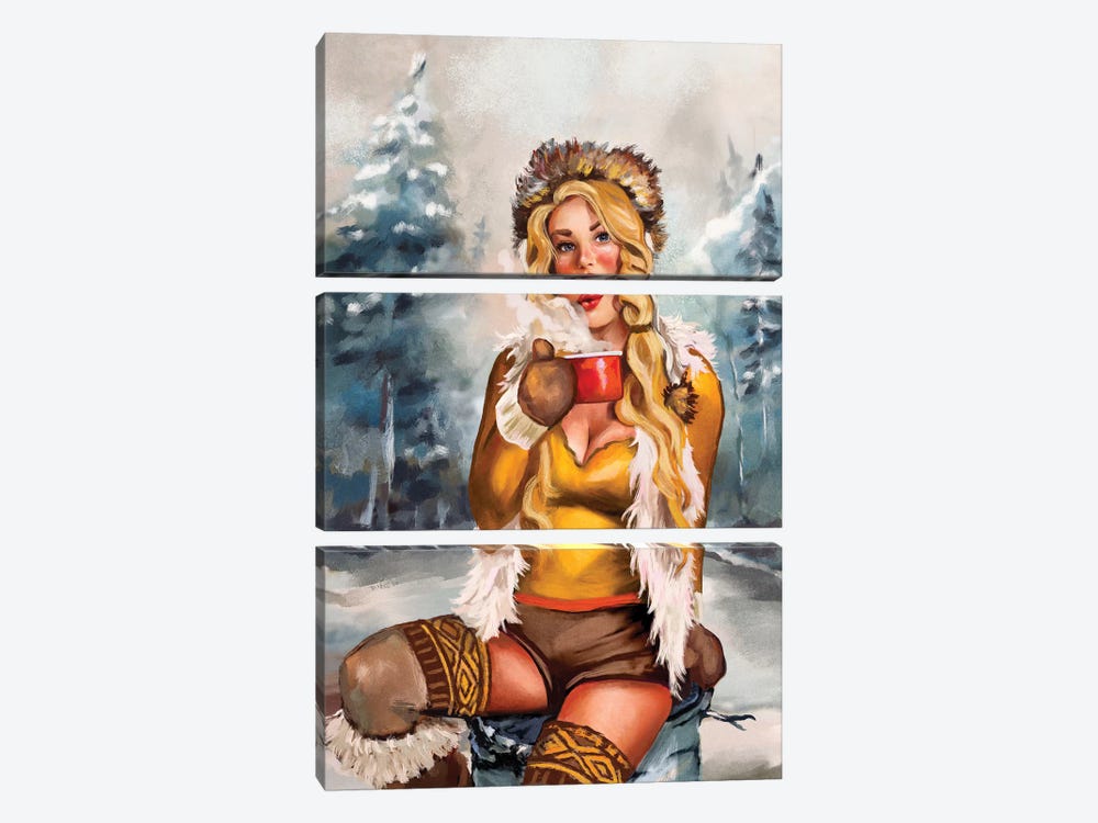 Apres Ski Gold Cocoa Pinup by The Whiskey Ginger 3-piece Art Print