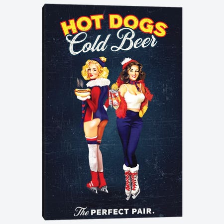 Hot Dogs Beer Hockey Canvas Print #TWG40} by The Whiskey Ginger Canvas Art