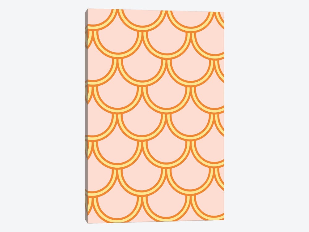 Mermaid Peach Scale Pattern by The Whiskey Ginger 1-piece Canvas Artwork