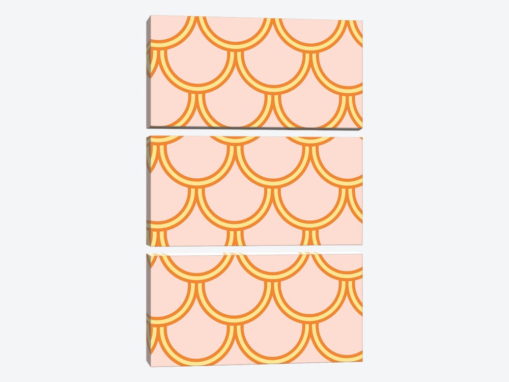 Mermaid Peach Scale Pattern by The Whiskey Ginger 3-piece Canvas Wall Art