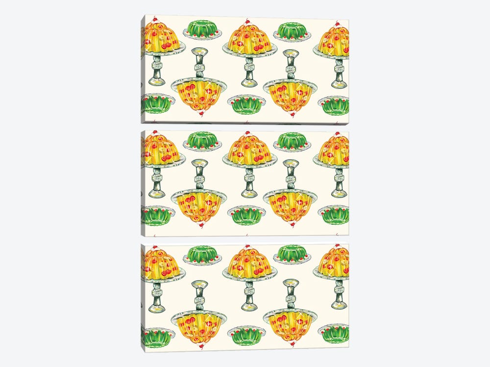 Oh Honey Lemon Lime Jello Pattern by The Whiskey Ginger 3-piece Canvas Wall Art