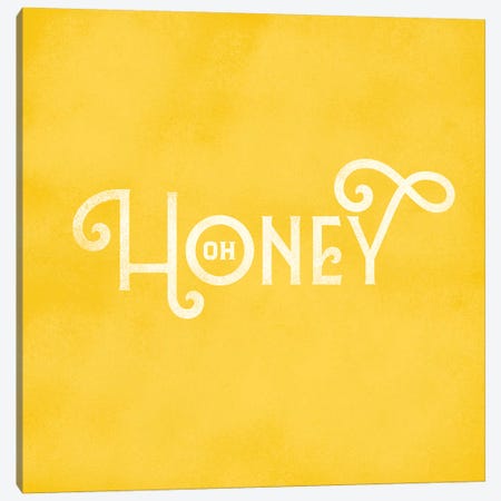 Oh Honey Lettering Lemon Canvas Print #TWG48} by The Whiskey Ginger Canvas Art