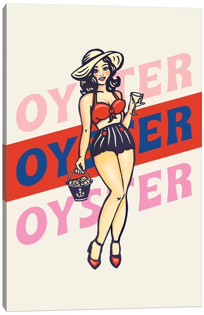 Oyster Banner Style Canvas Art Print - The Whiskey Ginger