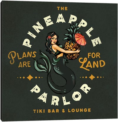 Pineapple Parlor Dark Canvas Art Print - Cocktail & Mixed Drink Art