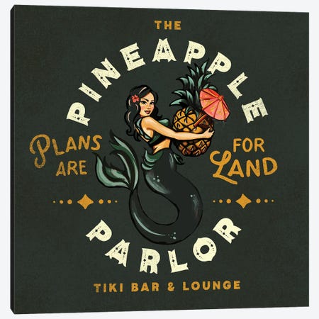 Pineapple Parlor Dark Canvas Print #TWG67} by The Whiskey Ginger Art Print