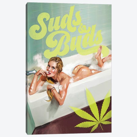 Suds Buds Cannabis Risque Canvas Print #TWG73} by The Whiskey Ginger Canvas Art Print