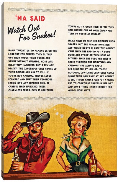 Tallboys Tales Charmless Snakes Story Canvas Art Print - The Whiskey Ginger