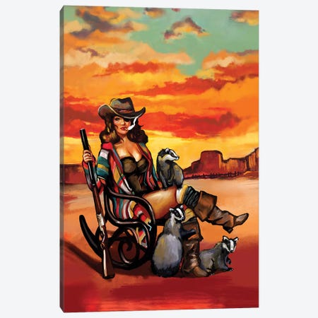 Tequila Sunrise Badger Canvas Print #TWG77} by The Whiskey Ginger Canvas Wall Art