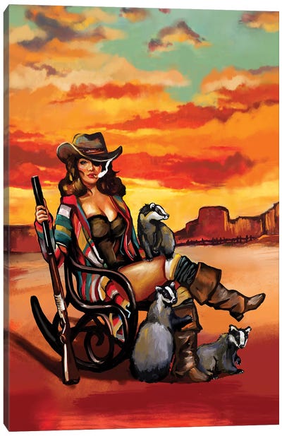 Tequila Sunrise Badger Canvas Art Print - Badger Art