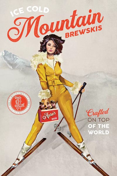 Vintage Kitchen Posters: Apres Ski Mountain Brewski by The Whiskey Ginger