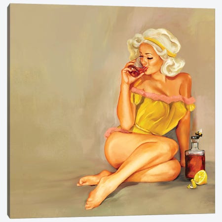Whiskey Honey Pinup Canvas Print #TWG88} by The Whiskey Ginger Canvas Artwork