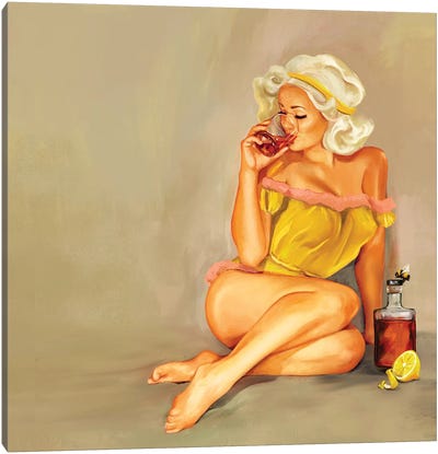 Whiskey Honey Pinup Canvas Art Print
